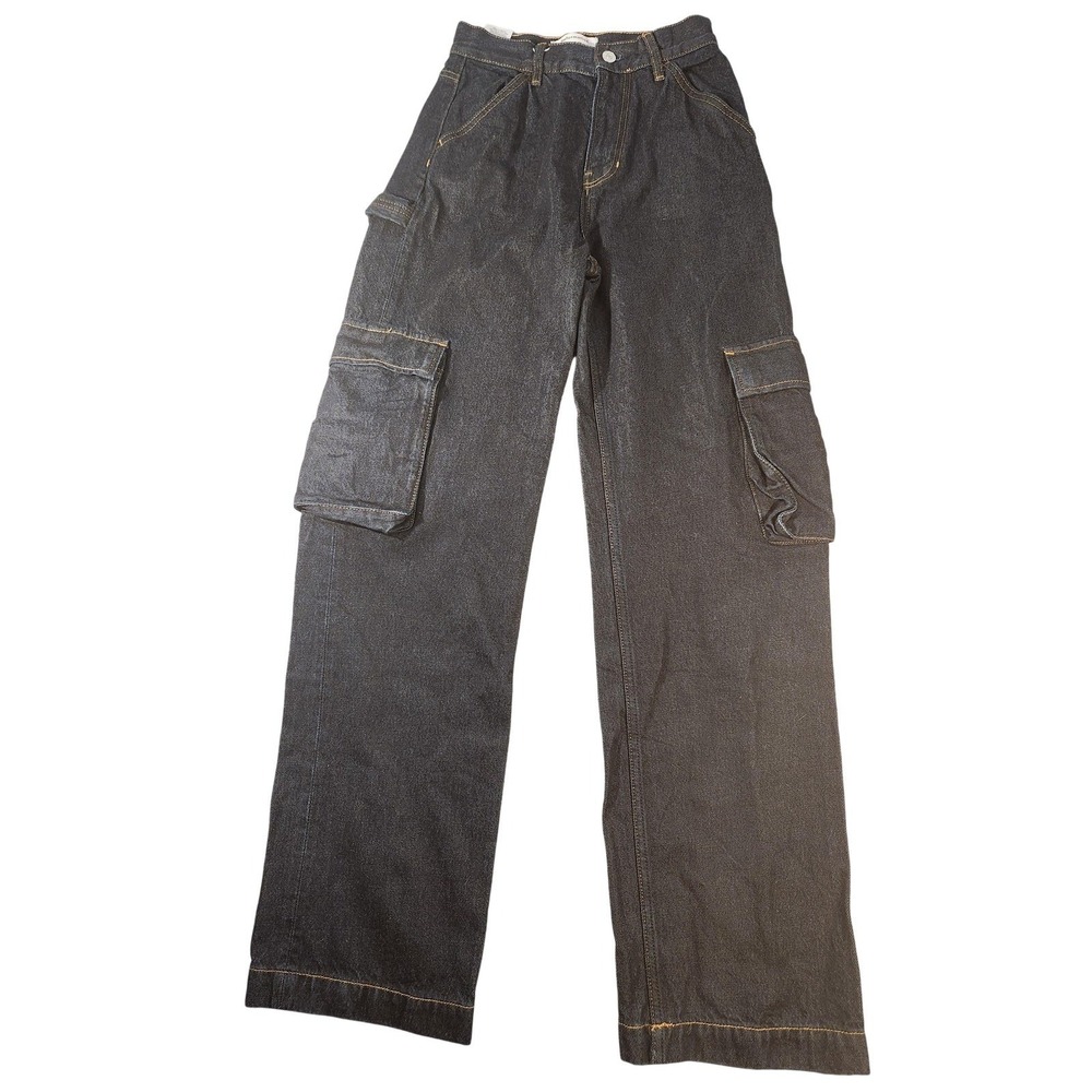 Reformation Wilder Cargo High Rise Wide Leg Jeans Womens 26 Blue Dark Wash Denim